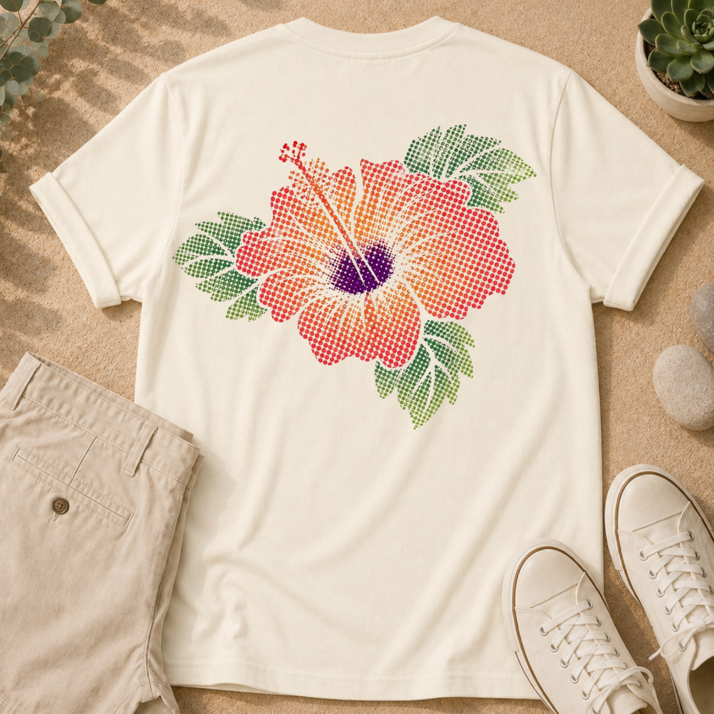 Hibiscus Floral Tee — Vintage Surf Graphic T-Shirt