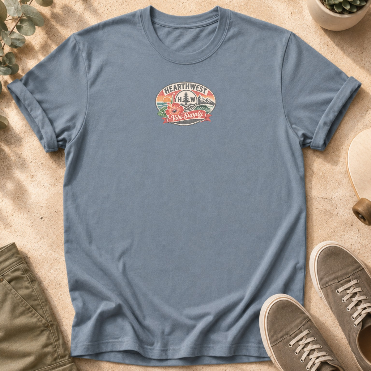 Hibiscus Floral Tee — Vintage Surf Graphic T-Shirt