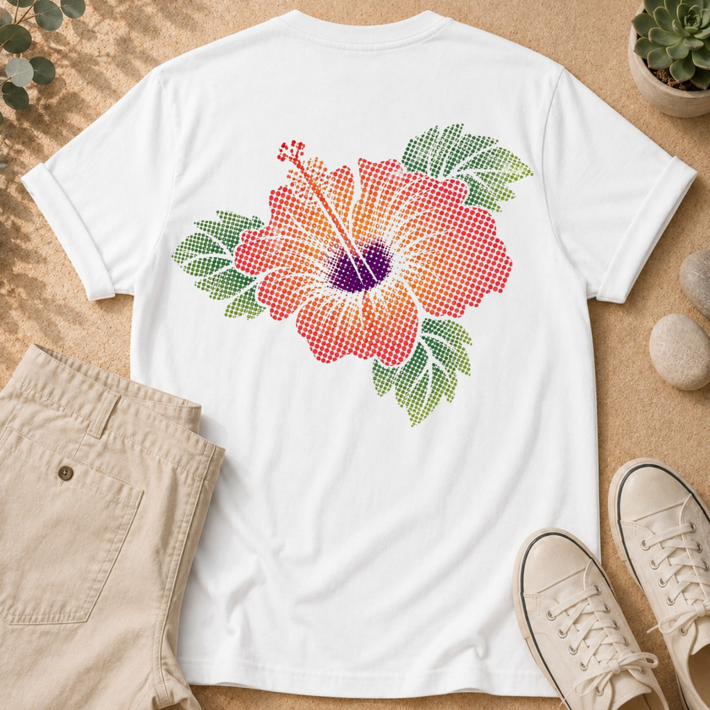 Hibiscus Floral Tee — Vintage Surf Graphic T-Shirt