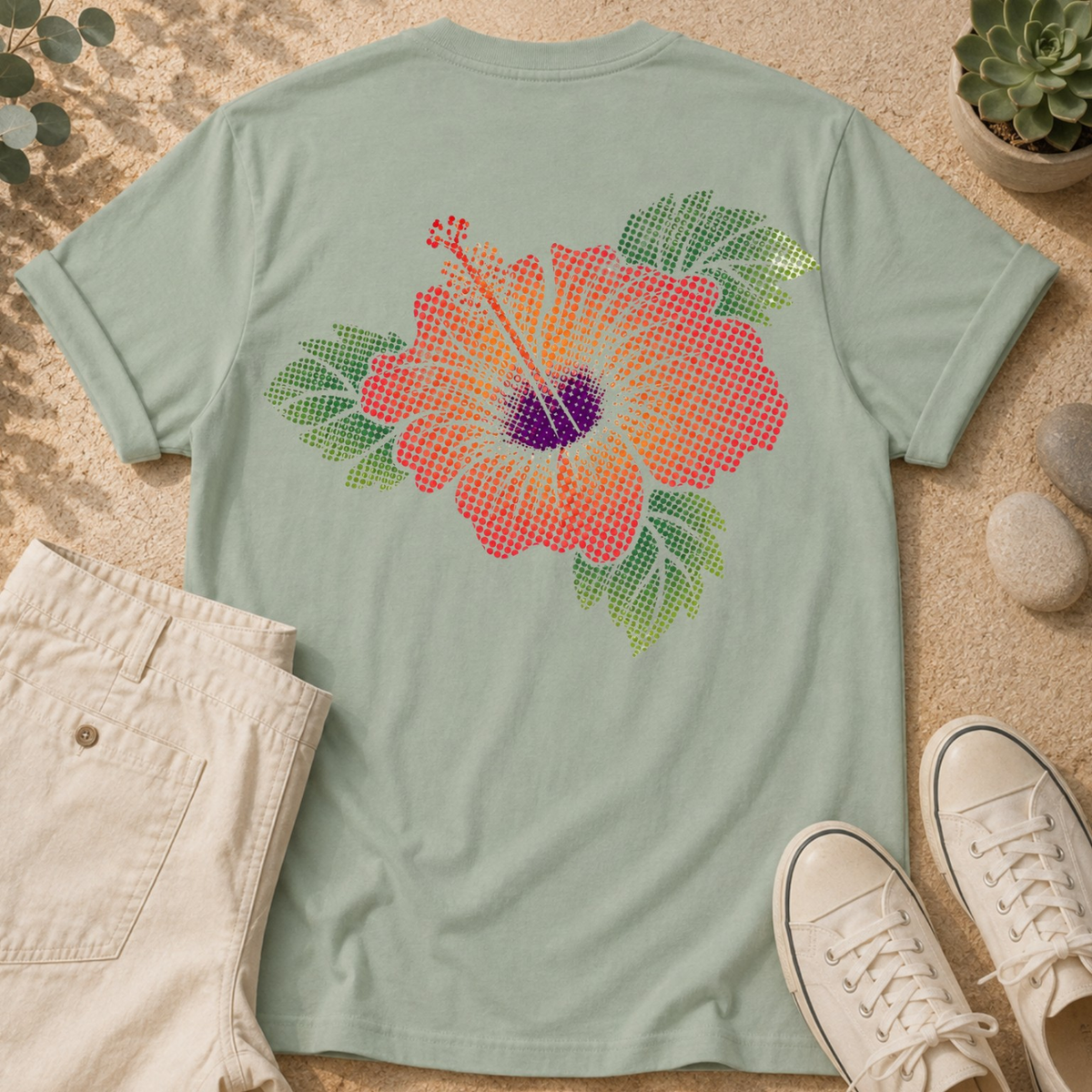 Hibiscus Floral Tee — Vintage Surf Graphic T-Shirt