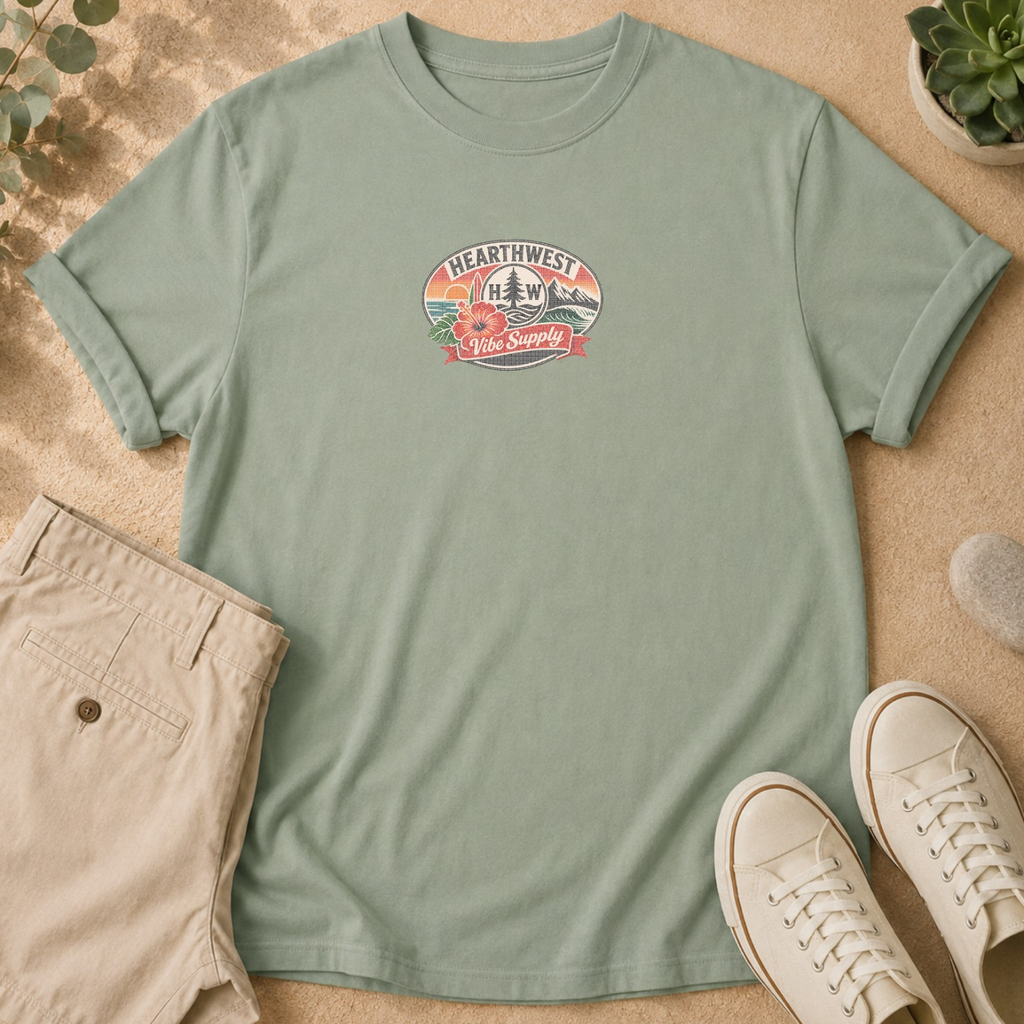 California Poppy Bloom T-Shirt — Vintage Halftone Floral Tee with Small Front Logo