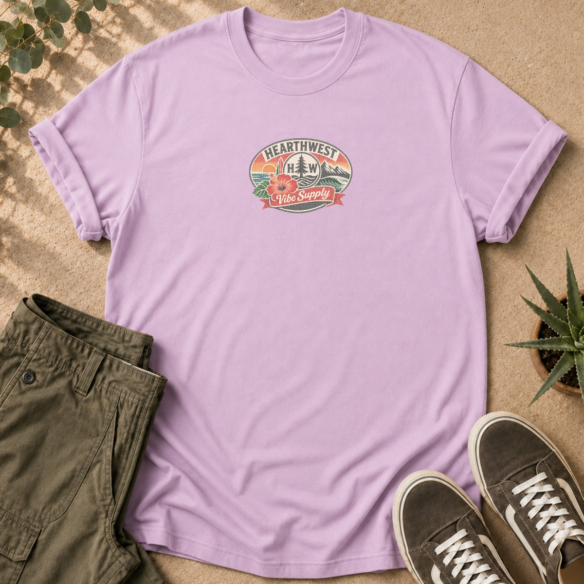 California Poppy Bloom T-Shirt — Vintage Halftone Floral Tee with Small Front Logo