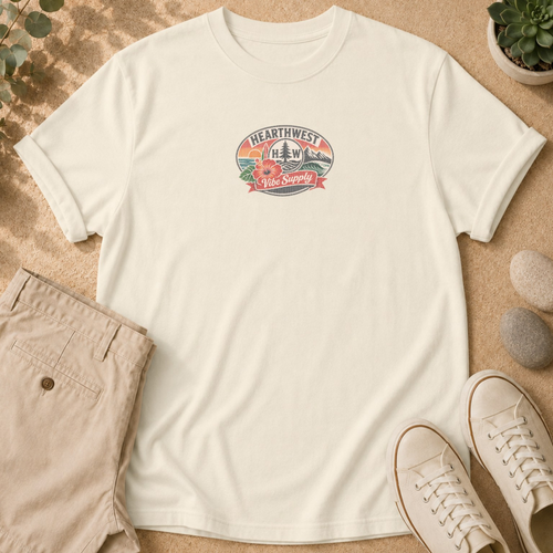 California Poppy Bloom T-Shirt — Vintage Halftone Floral Tee with Small Front Logo