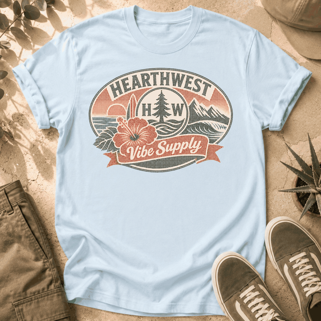 Hearthwest Vibe Supply T-Shirt — Retro Surf Floral Graphic Tee