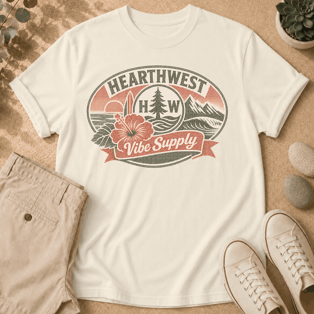 Hearthwest Vibe Supply T-Shirt — Retro Surf Floral Graphic Tee