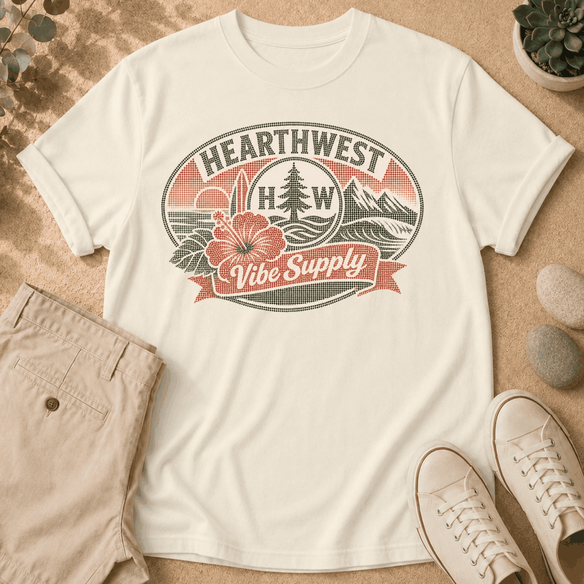 Hearthwest Vibe Supply T-Shirt — Retro Surf Floral Graphic Tee