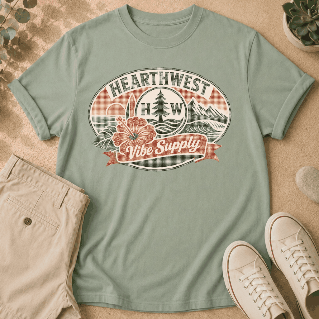 Hearthwest Vibe Supply T-Shirt — Retro Surf Floral Graphic Tee