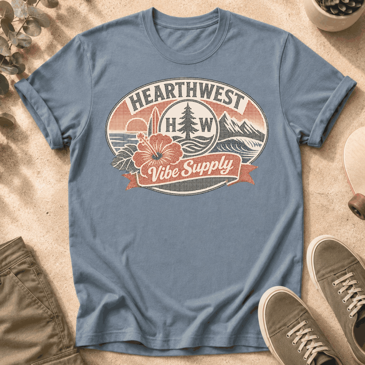Hearthwest Vibe Supply T-Shirt — Retro Surf Floral Graphic Tee