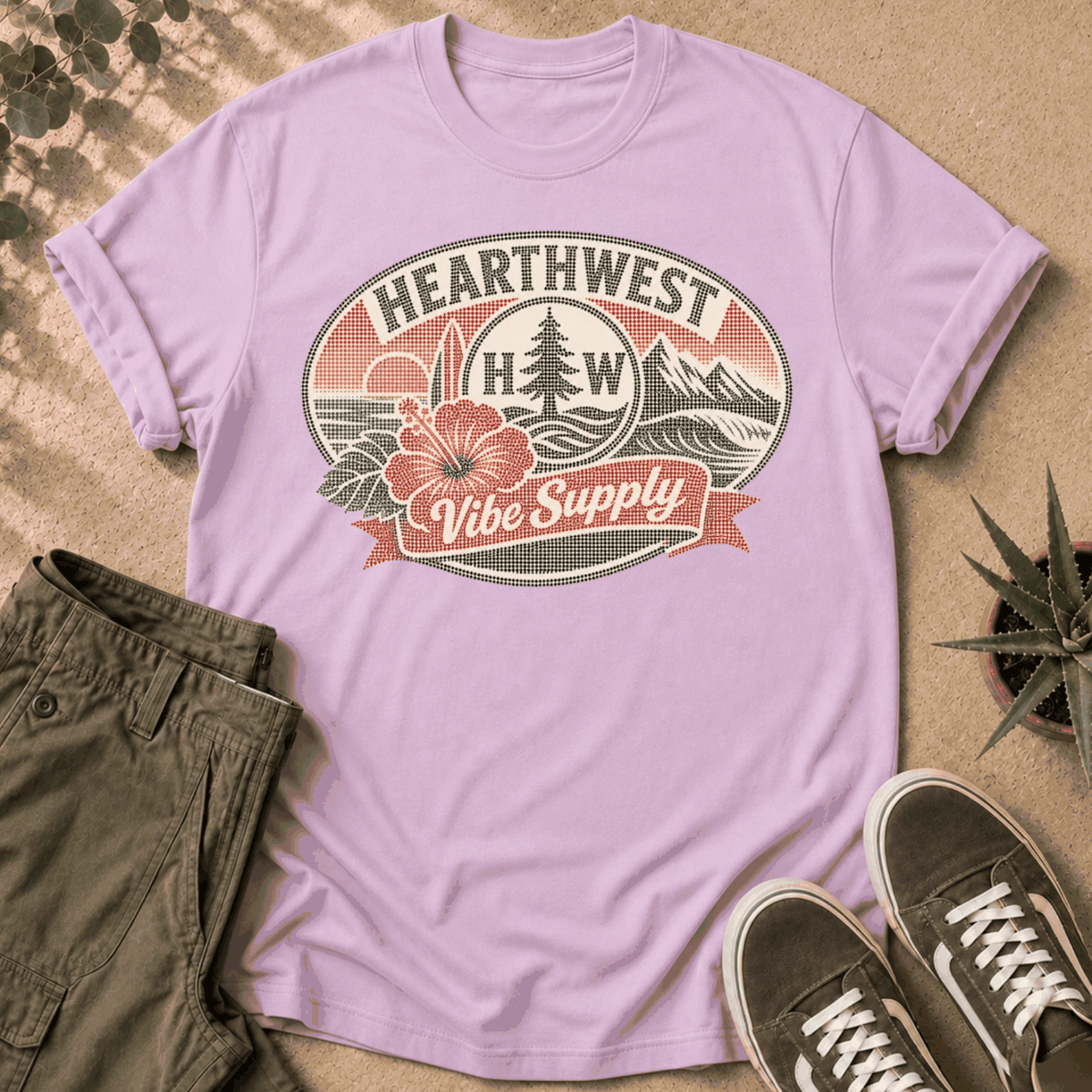 Hearthwest Vibe Supply T-Shirt — Retro Surf Floral Graphic Tee
