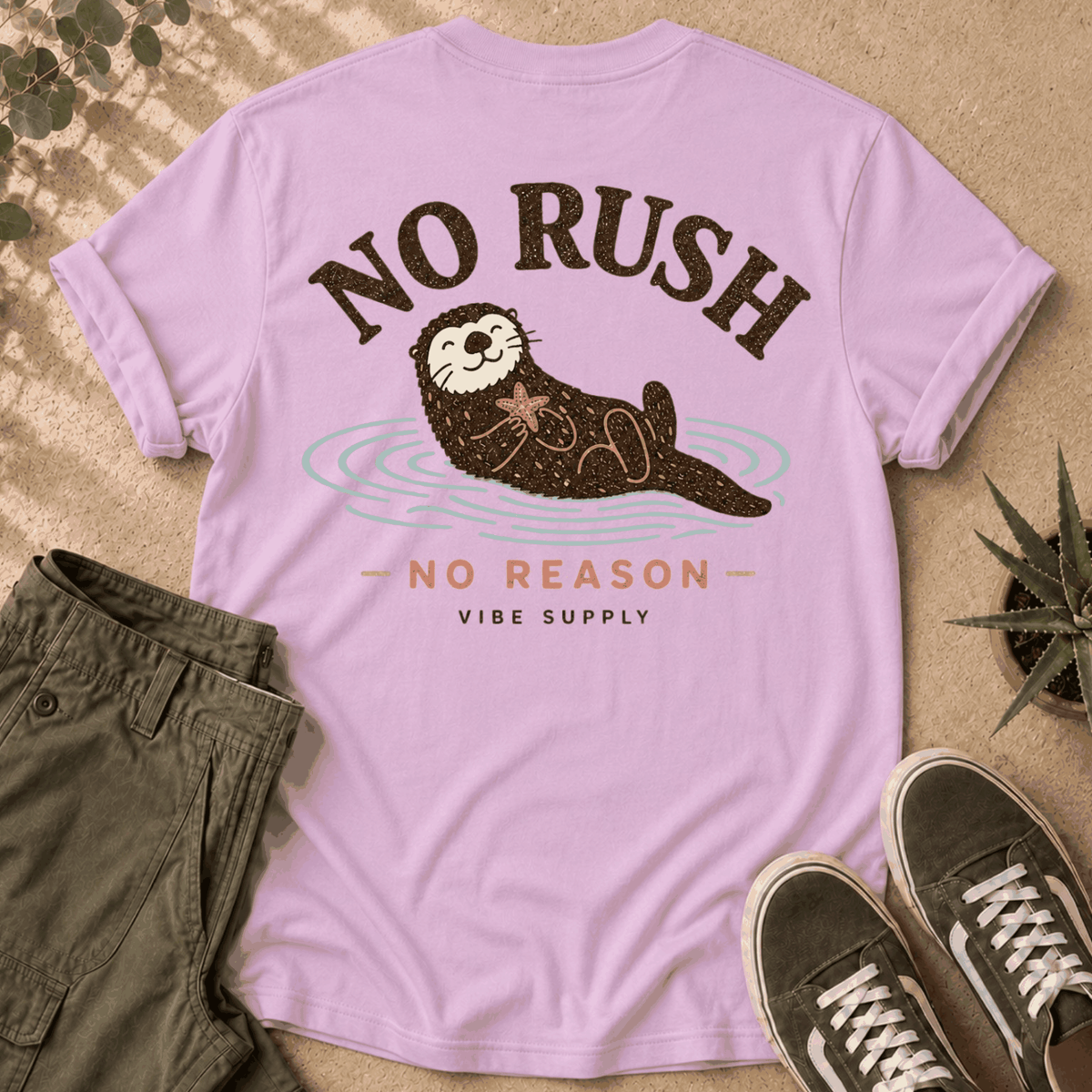 T-Shirt — 'No Rush' Otter Graphic Tee