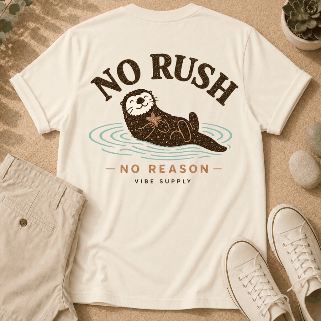 T-Shirt — 'No Rush' Otter Graphic Tee