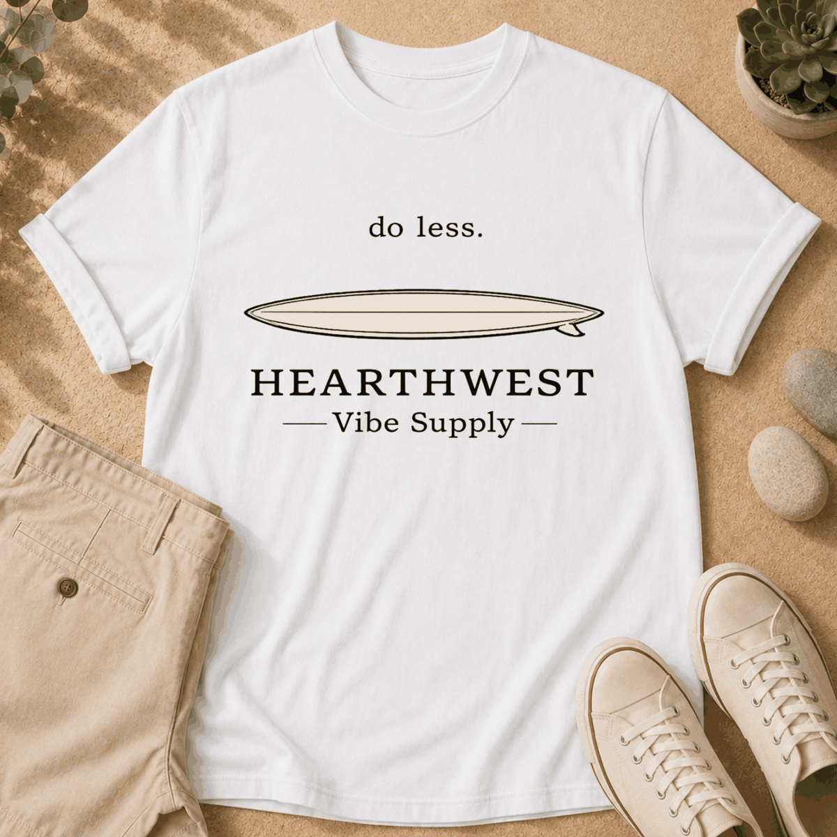 Do Less Surfboard T-Shirt — Hearthwest Vibe Supply Graphic Tee