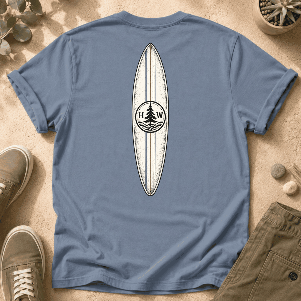 Do Less Surfboard T-Shirt — Hearthwest Vibe Supply Graphic Tee