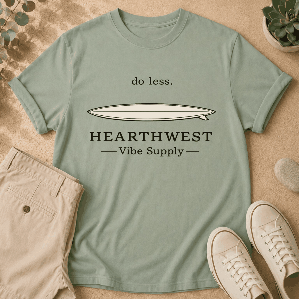 Do Less Surfboard T-Shirt — Hearthwest Vibe Supply Graphic Tee