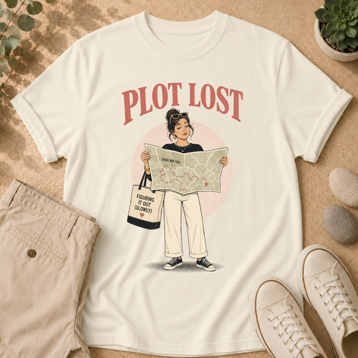 Plot Lost T-Shirt — Cute Bookish Graphic Tee for Readers & Writers