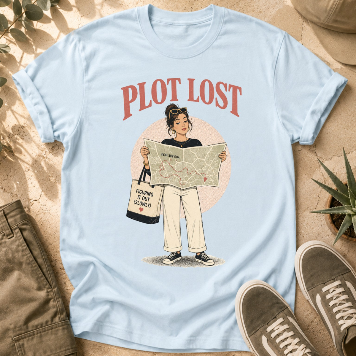 Plot Lost T-Shirt — Cute Bookish Graphic Tee for Readers & Writers