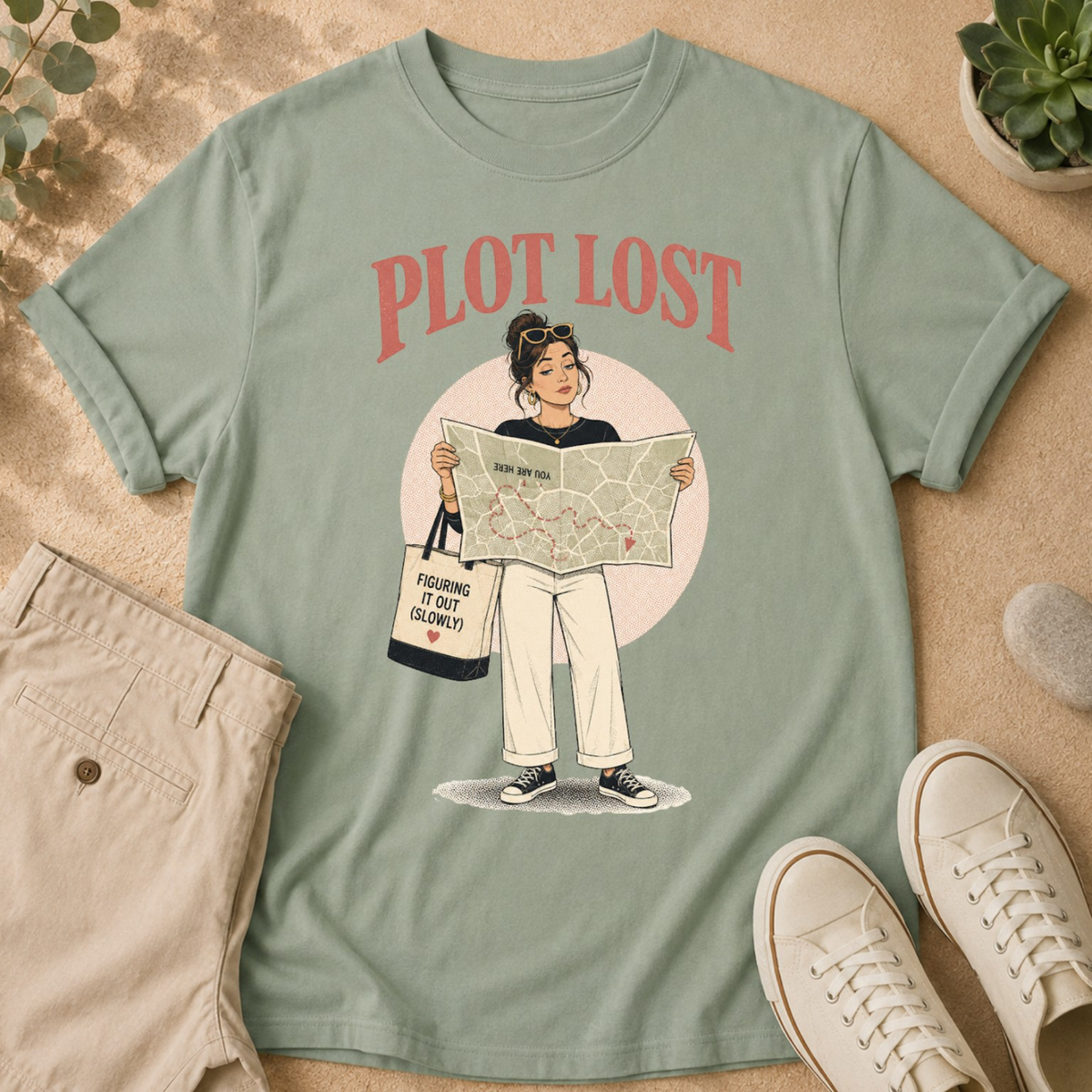 Plot Lost T-Shirt — Cute Bookish Graphic Tee for Readers & Writers