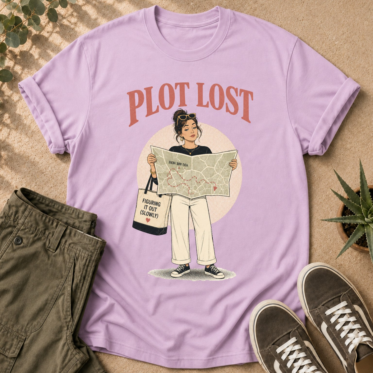 Plot Lost T-Shirt — Cute Bookish Graphic Tee for Readers & Writers