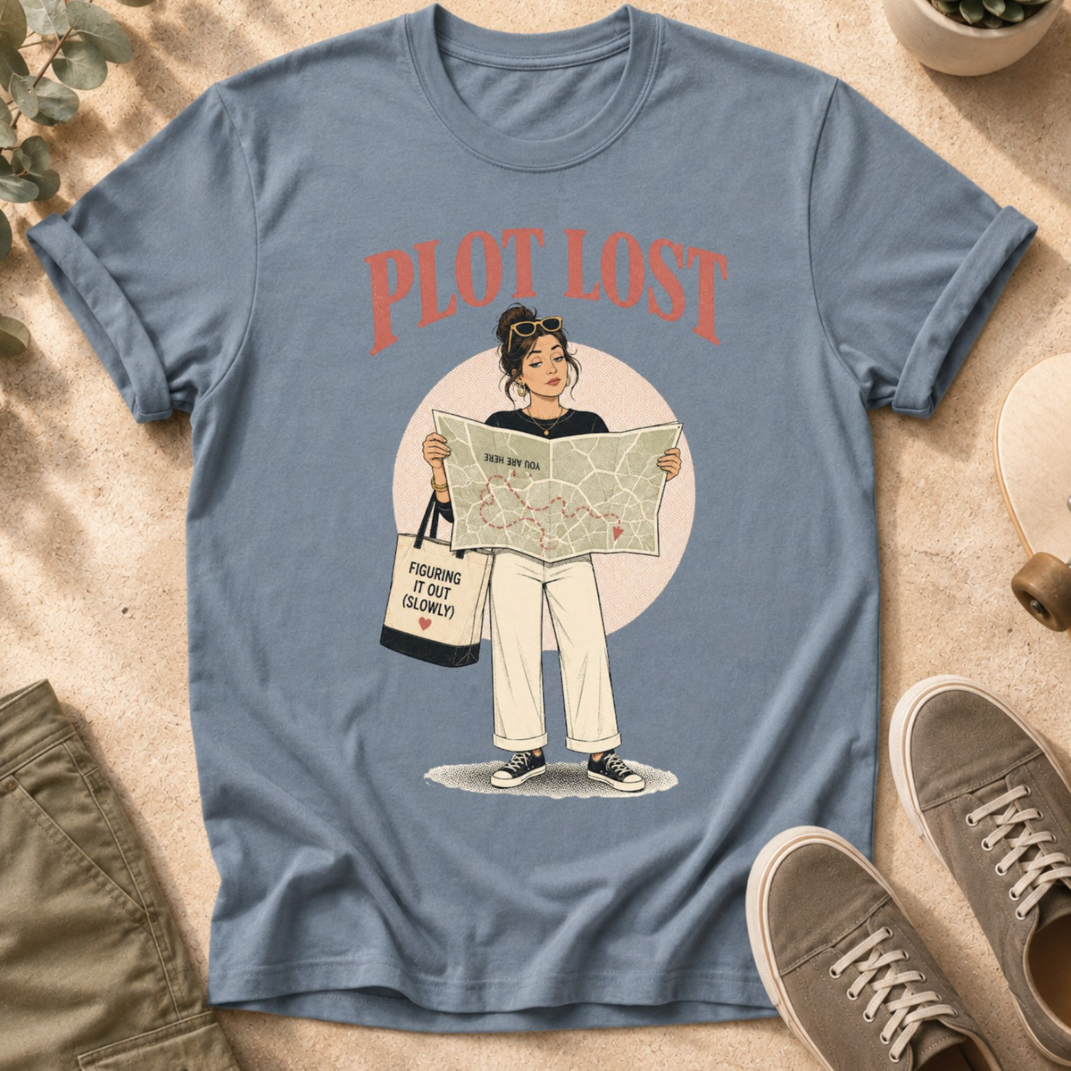 Plot Lost T-Shirt — Cute Bookish Graphic Tee for Readers & Writers