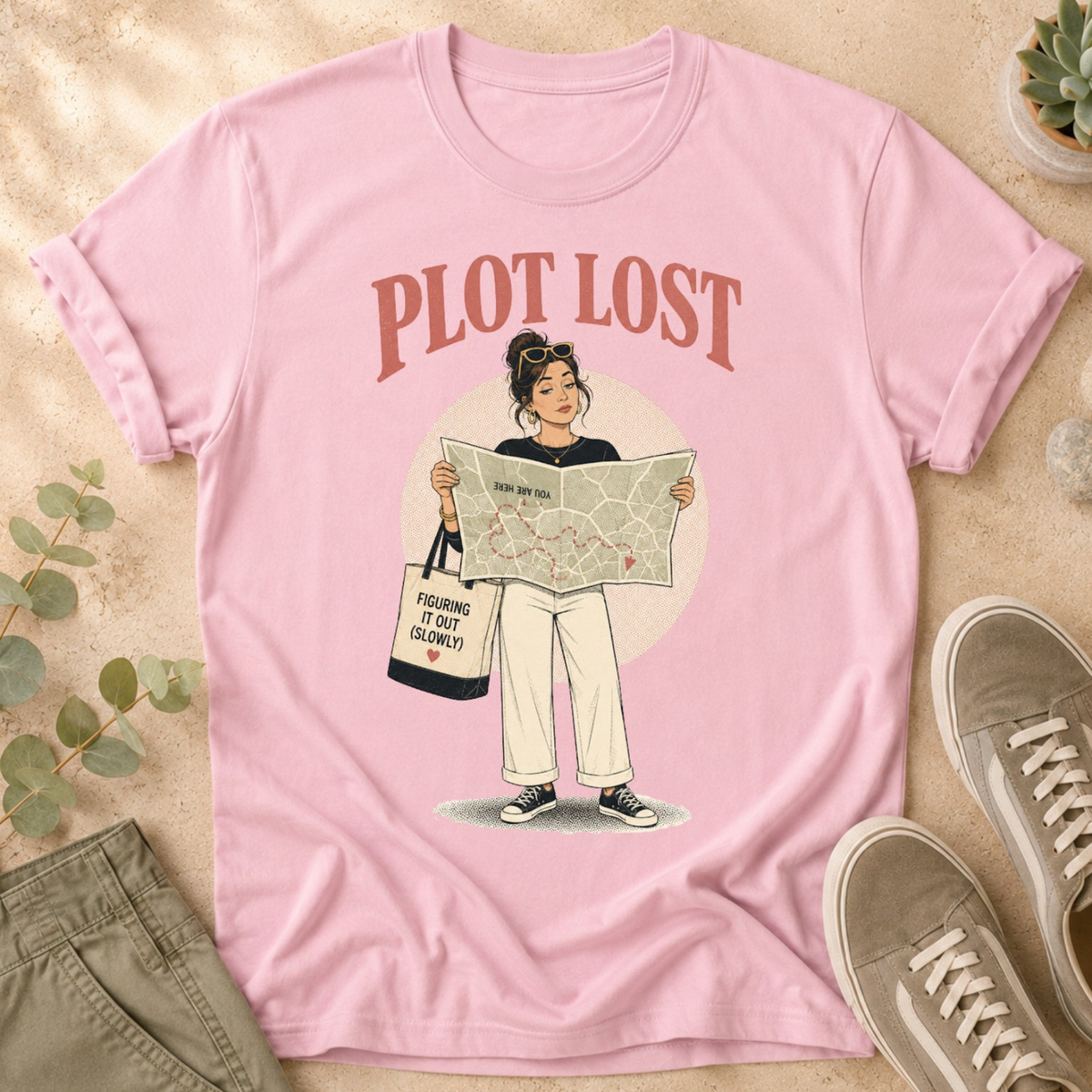 Plot Lost T-Shirt — Cute Bookish Graphic Tee for Readers & Writers