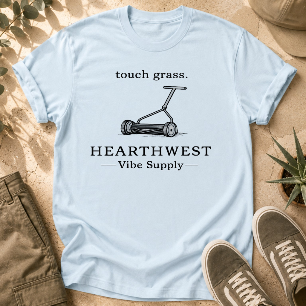 Touch Grass Push Mower T-Shirt — Hearthwest Vibe Supply Graphic Tee