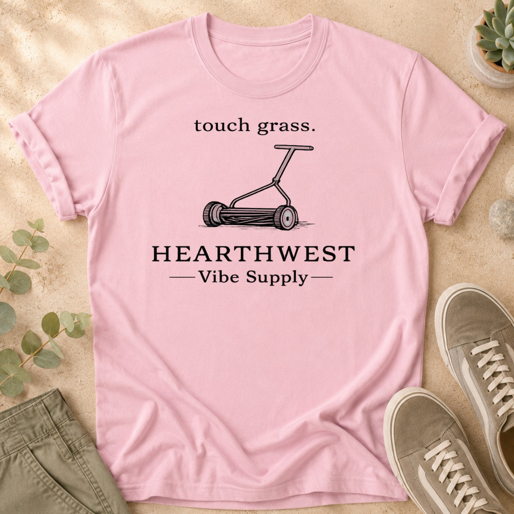 Touch Grass Push Mower T-Shirt — Hearthwest Vibe Supply Graphic Tee
