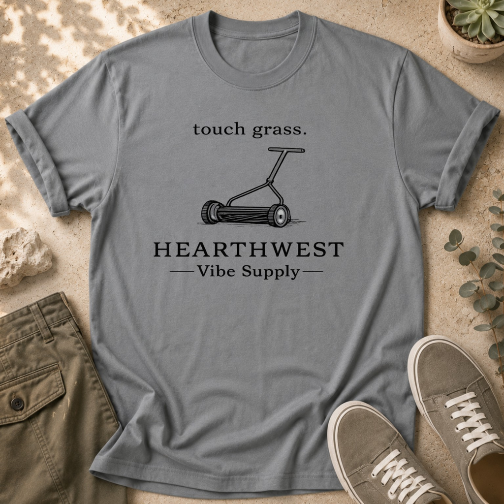 Touch Grass Push Mower T-Shirt — Hearthwest Vibe Supply Graphic Tee