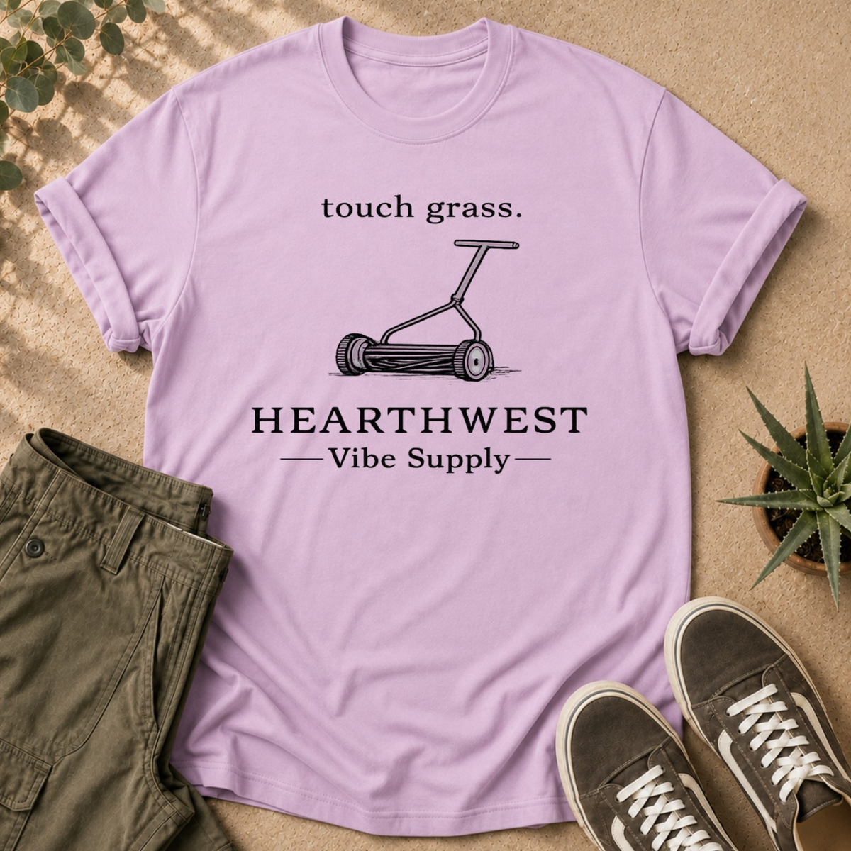 Touch Grass Push Mower T-Shirt — Hearthwest Vibe Supply Graphic Tee