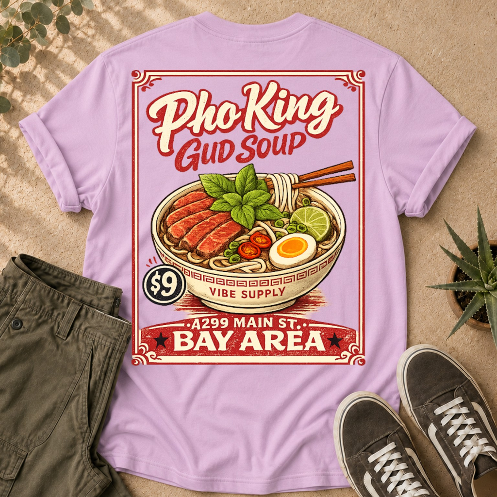 Pho King Gud Soup T-Shirt — Retro Vietnamese Noodle Bowl Graphic Tee