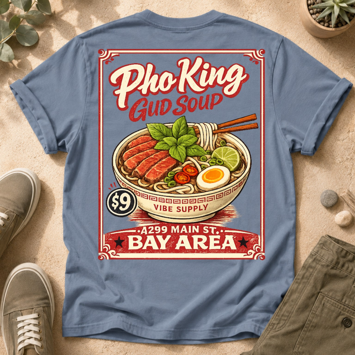 Pho King Gud Soup T-Shirt — Retro Vietnamese Noodle Bowl Graphic Tee