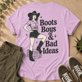 Boots Boys & Bad Ideas Graphic T-Shirt — Retro Cowgirl Tee