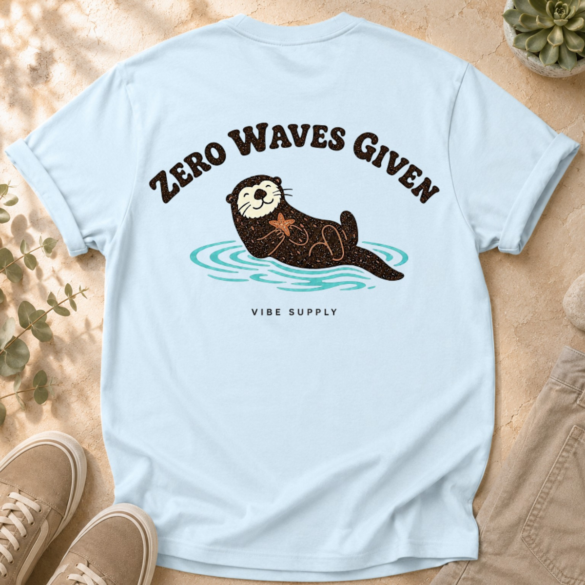 Otter 'Zero Waves Given' Graphic T-Shirt — Casual Beach Vibes Tee