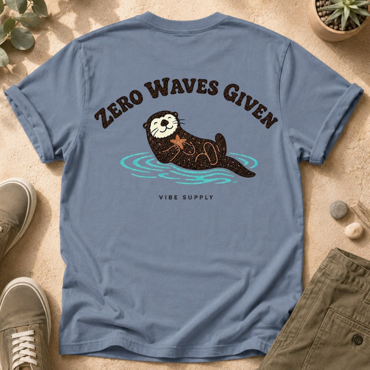 Otter 'Zero Waves Given' Graphic T-Shirt — Casual Beach Vibes Tee