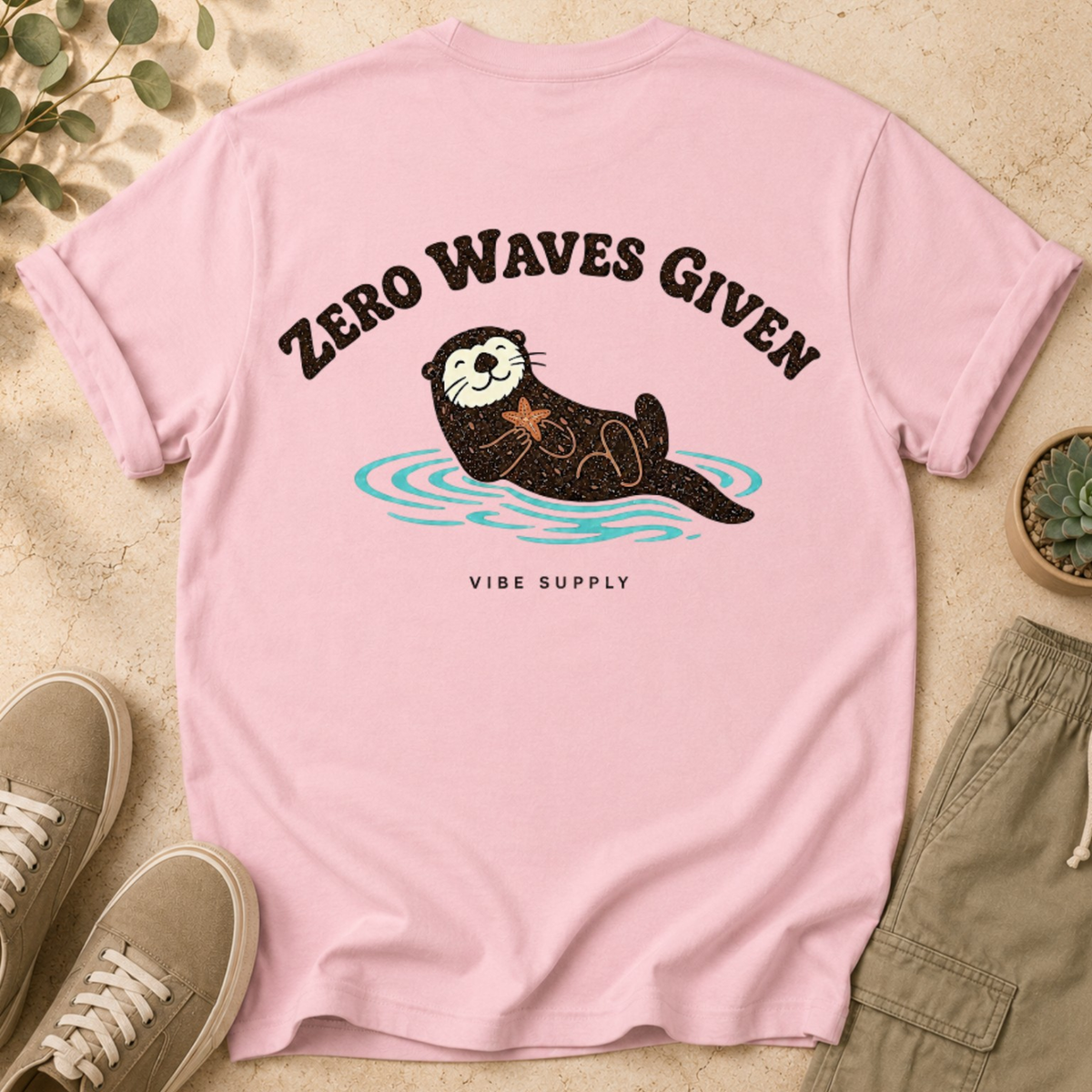 Otter 'Zero Waves Given' Graphic T-Shirt — Casual Beach Vibes Tee