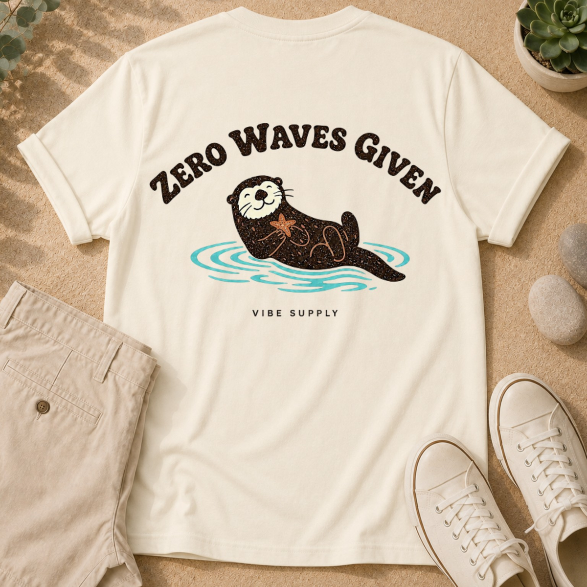 Otter 'Zero Waves Given' Graphic T-Shirt — Casual Beach Vibes Tee