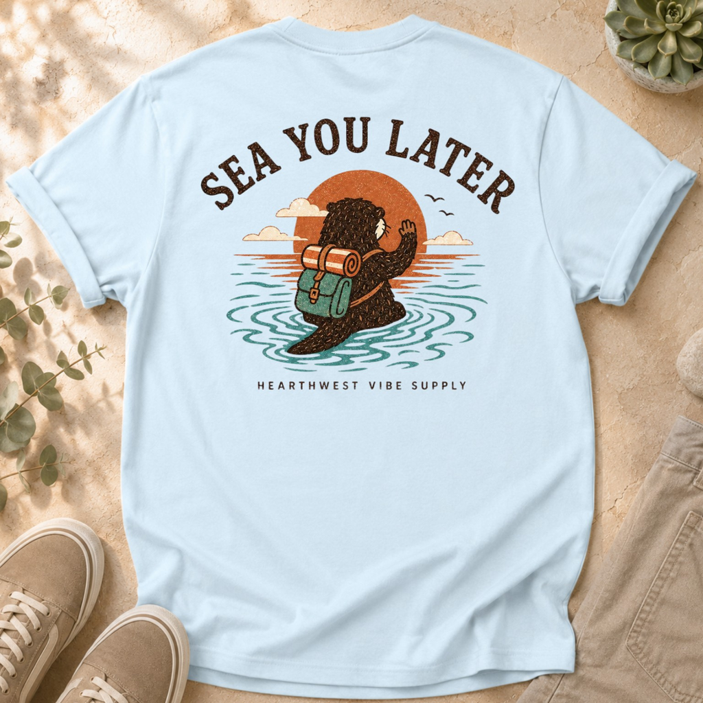 Sea You Later T-Shirt — Retro Surf Skull Sunset Tee