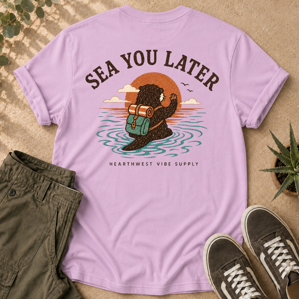 Sea You Later T-Shirt — Retro Surf Skull Sunset Tee