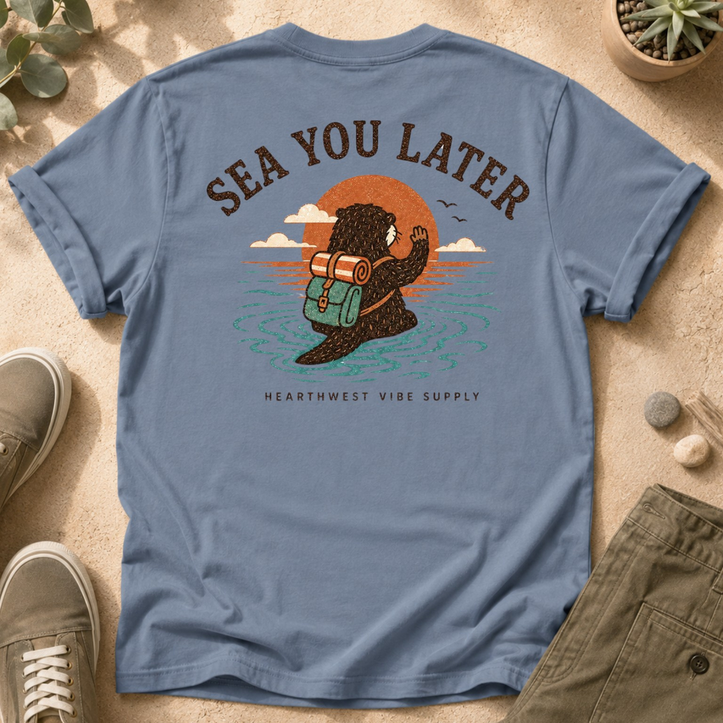 Sea You Later T-Shirt — Retro Surf Skull Sunset Tee