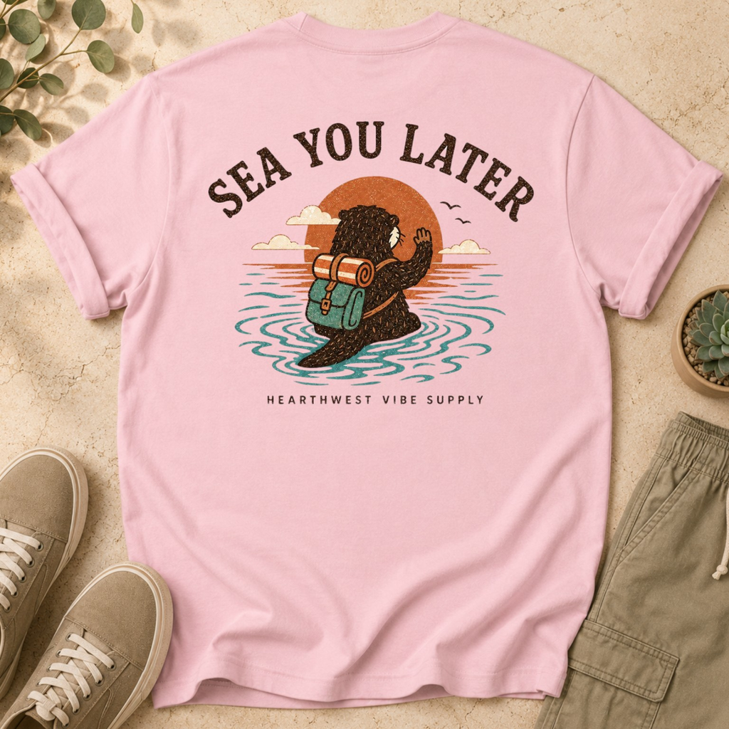Sea You Later T-Shirt — Retro Surf Skull Sunset Tee