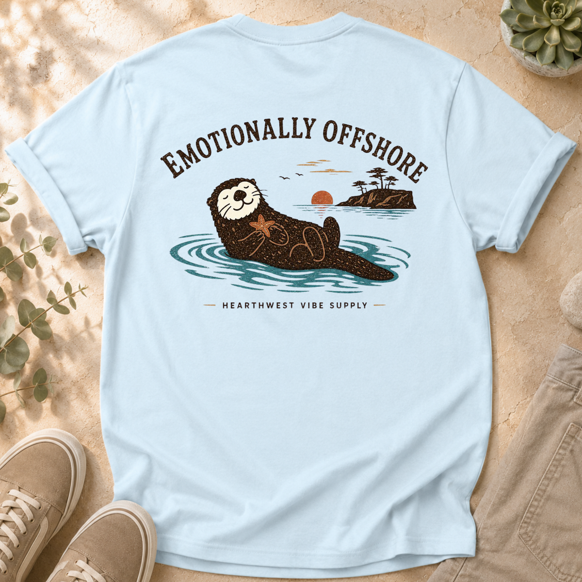 Emotionally Offshore Otter T-Shirt — Relaxed Coastal Vibes
