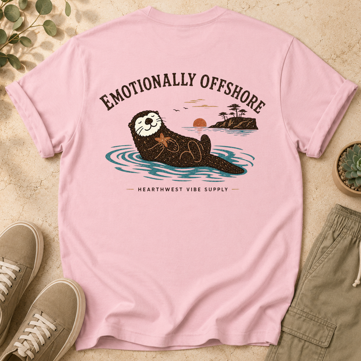Emotionally Offshore Otter T-Shirt — Relaxed Coastal Vibes