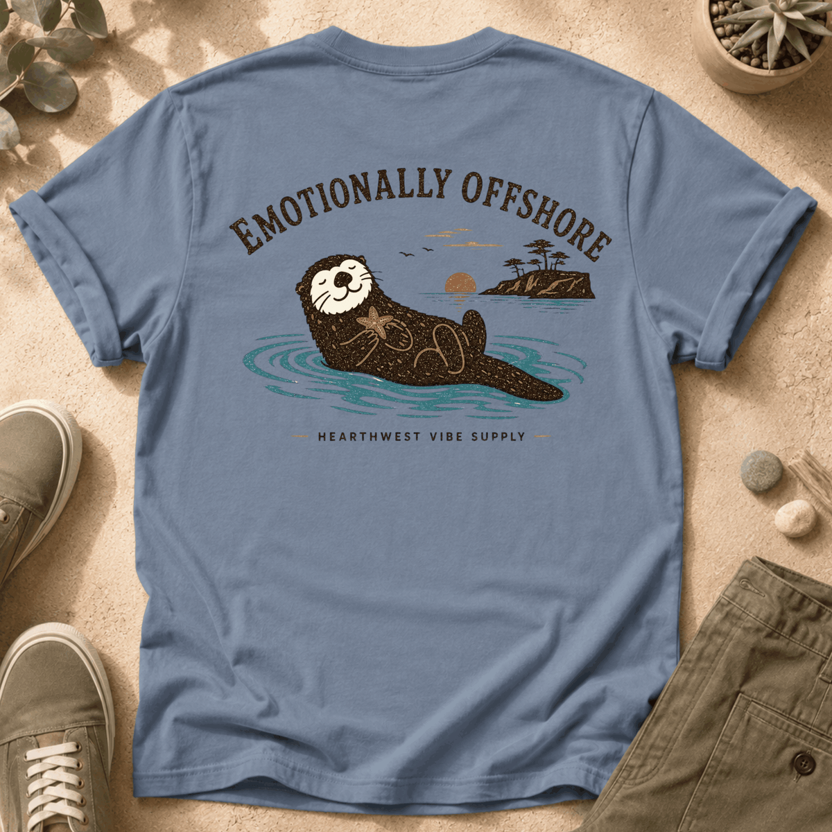 Emotionally Offshore Otter T-Shirt — Relaxed Coastal Vibes