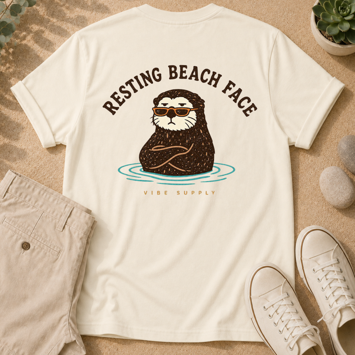Resting Beach Face T-Shirt — Cute Otter Graphic Tee