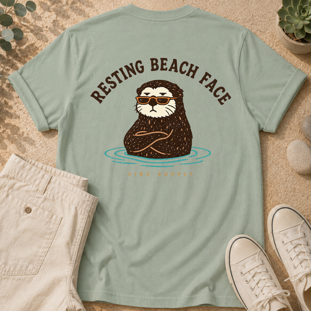 Resting Beach Face T-Shirt — Cute Otter Graphic Tee