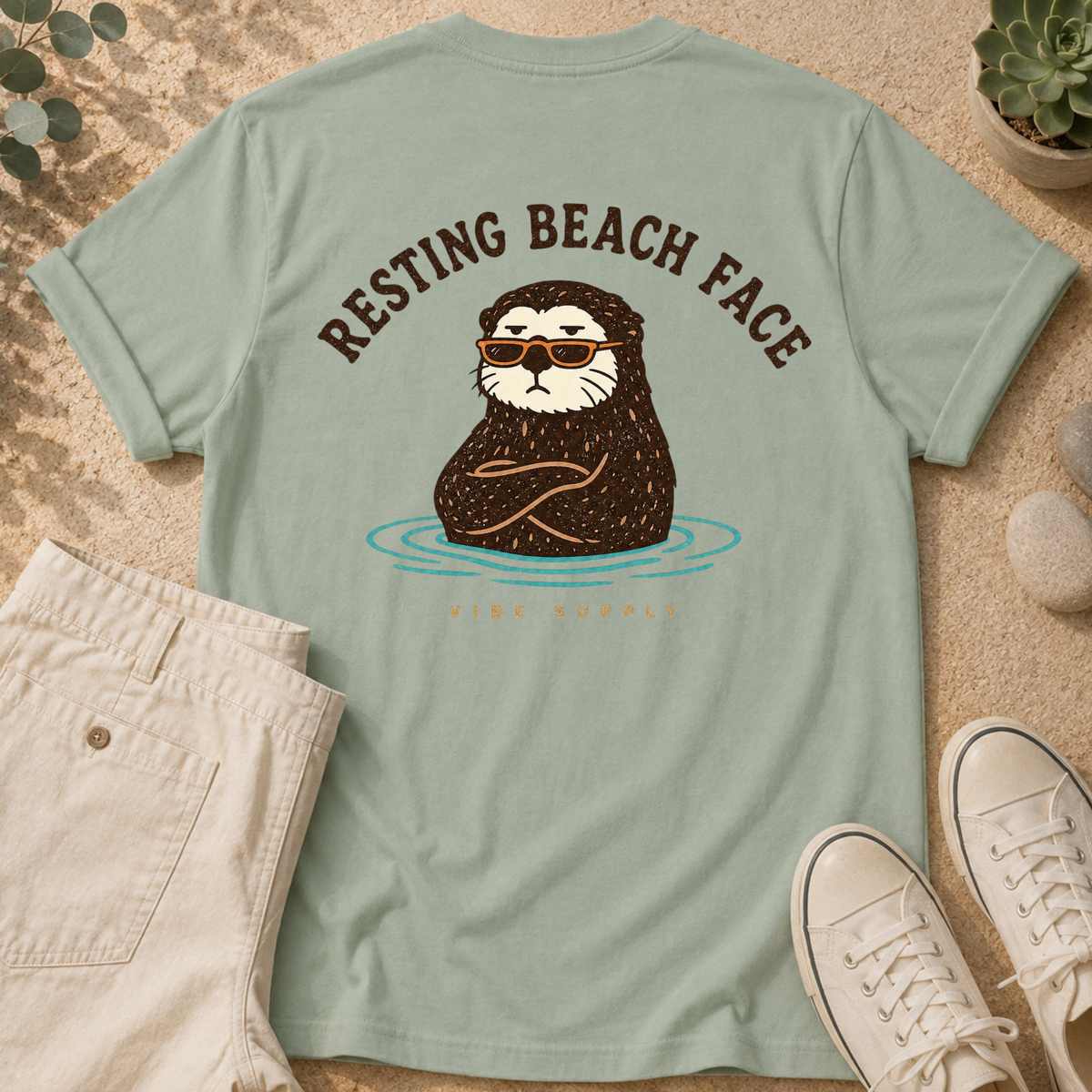 Resting Beach Face T-Shirt — Cute Otter Graphic Tee