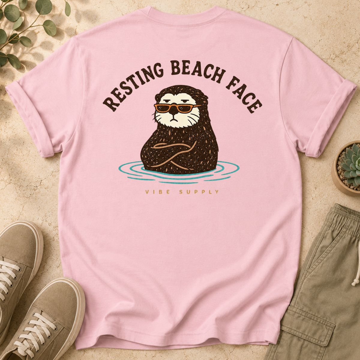 Resting Beach Face T-Shirt — Cute Otter Graphic Tee