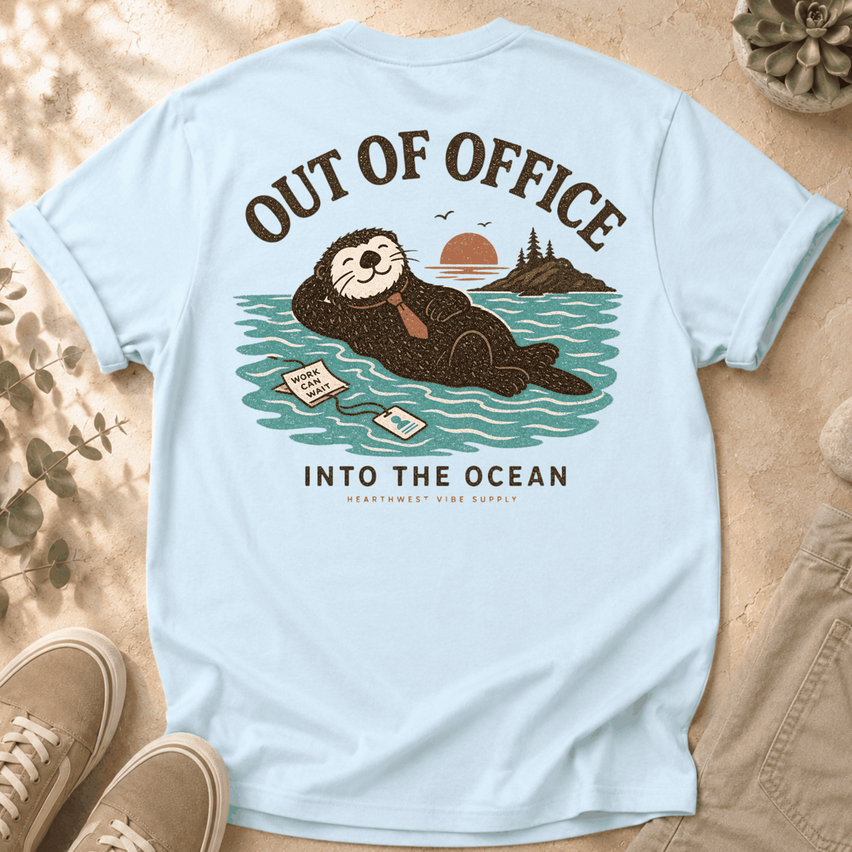Otter "Out of Office" T-Shirt — Relaxing Ocean Escape Tee
