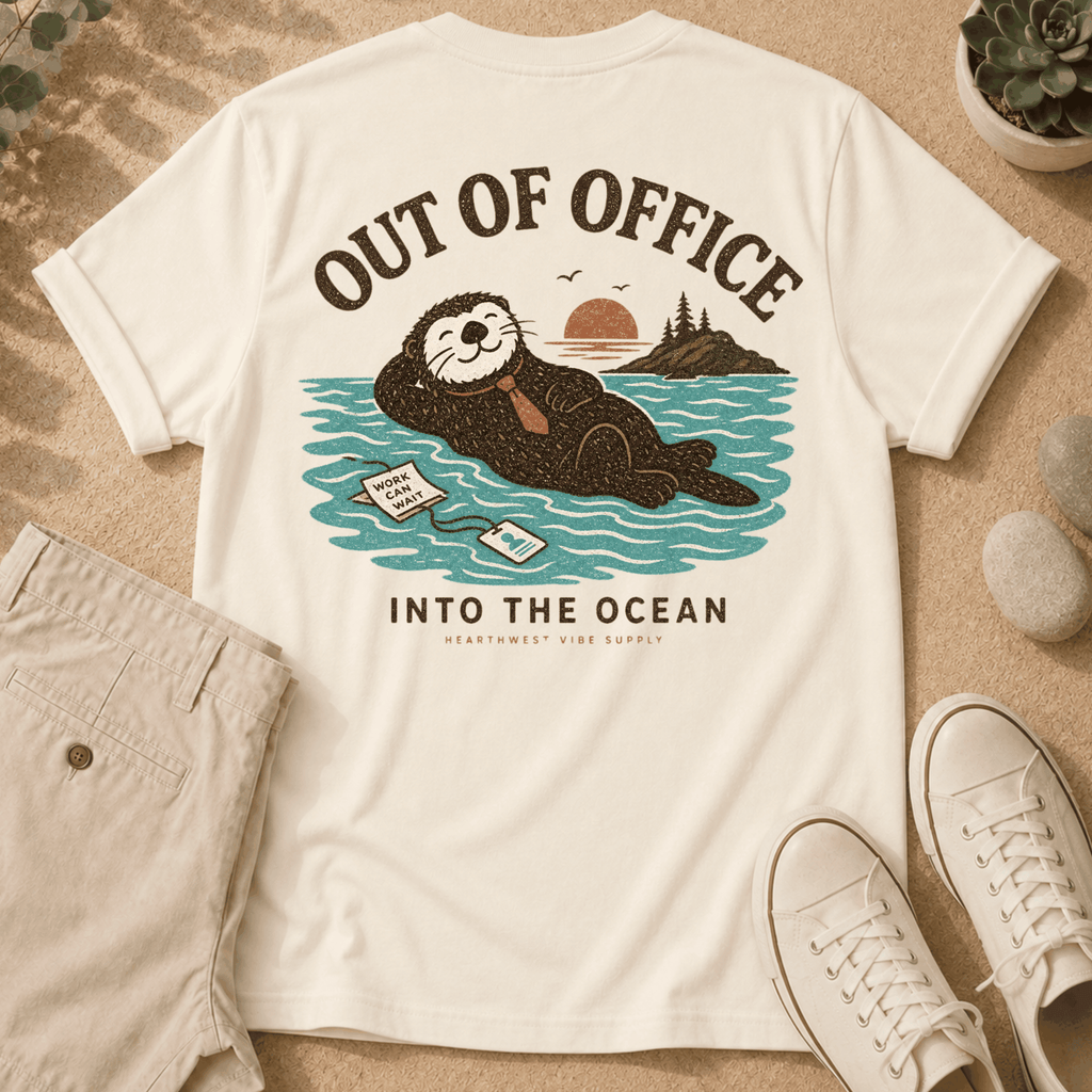 Otter "Out of Office" T-Shirt — Relaxing Ocean Escape Tee
