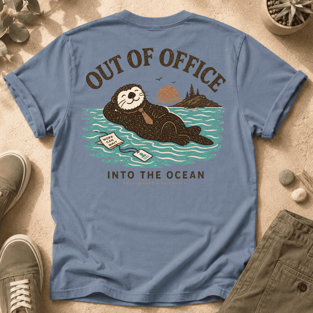 Otter "Out of Office" T-Shirt — Relaxing Ocean Escape Tee
