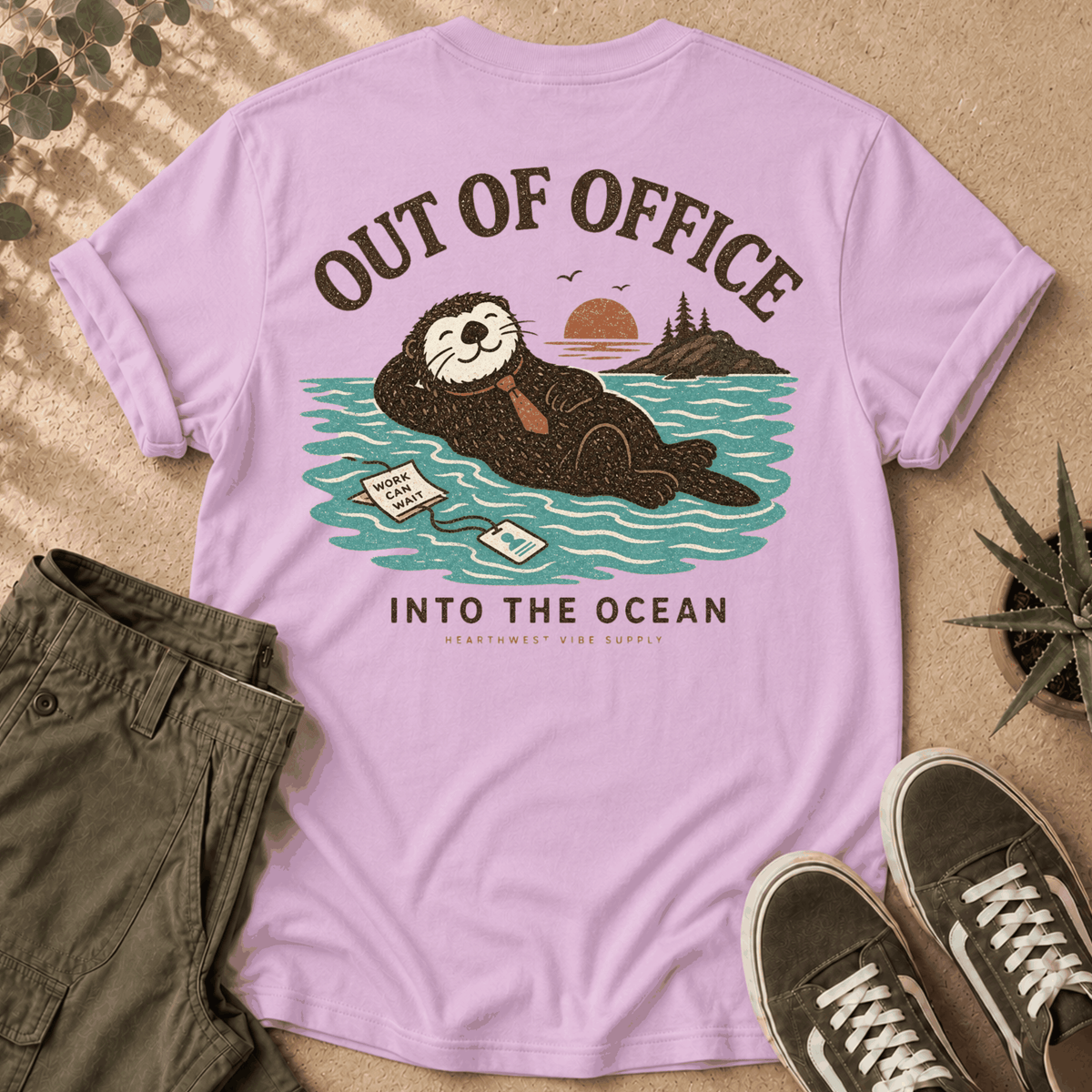 Otter "Out of Office" T-Shirt — Relaxing Ocean Escape Tee